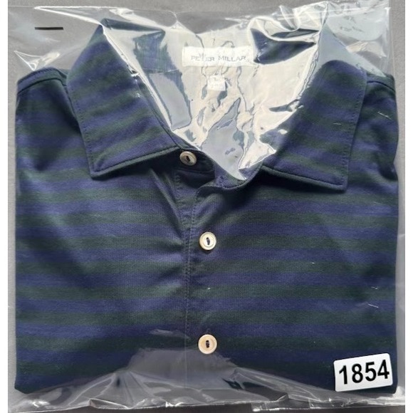 Peter Millar Polo Shirt Men Large Blue Striped 100% Cotton Golf WM Phoenix Open - Picture 14 of 14